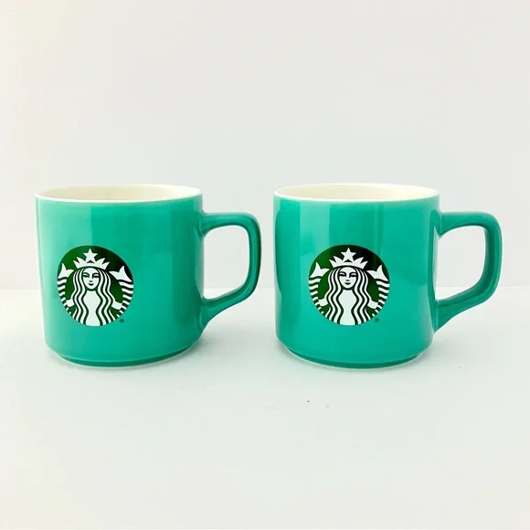 Starbucks 2021 Teal Aqua Siren Logo 11 oz Ceramic Coffee Mug/Cup, Seafoam  Green